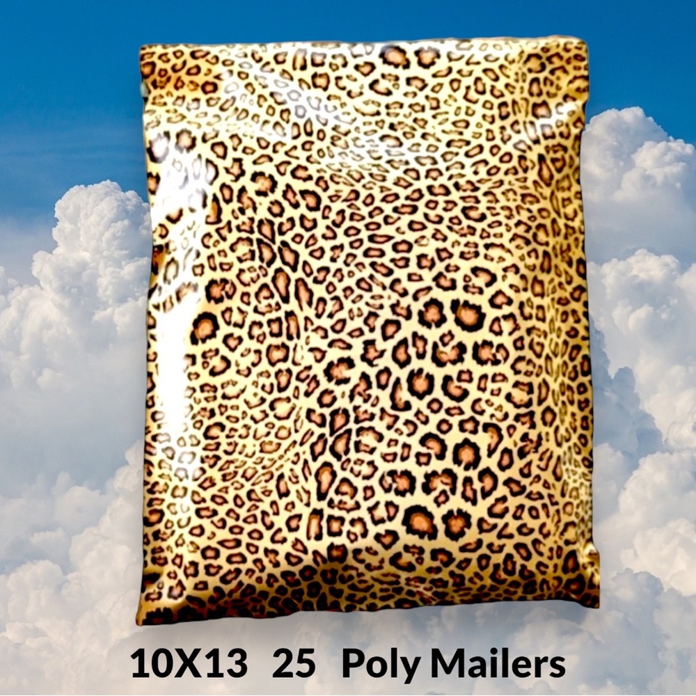 ( Quantity 25 10x13 )  Leopard Animal Print Poly Mailers Bags Shipping Envelopes